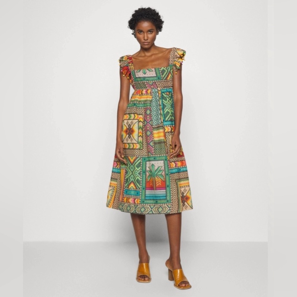 Farm Rio Beaded Midi Dress, size Small
